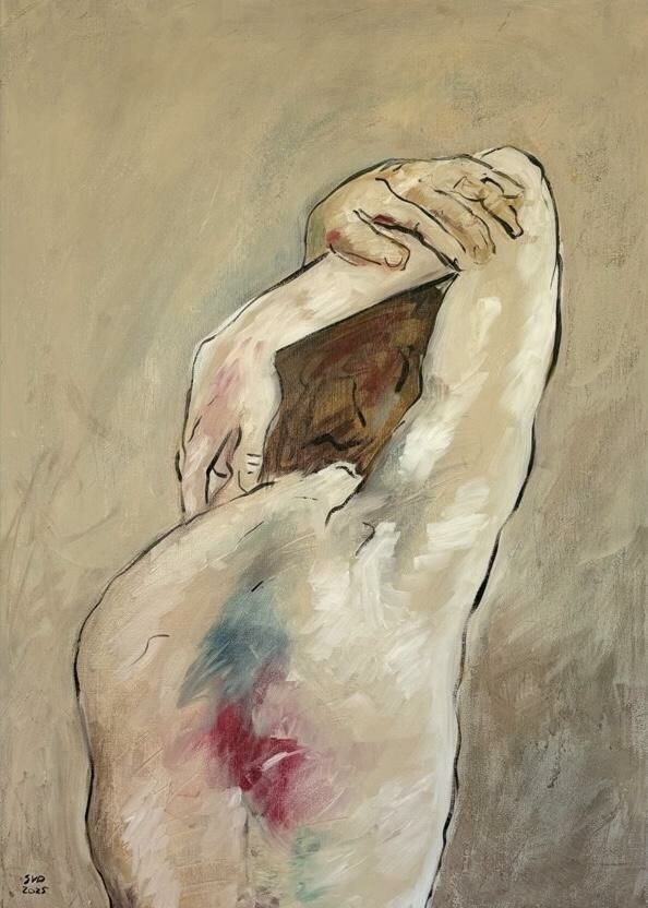 In the Act of Undressing – Étirement - a Paintings by Sabine Van Driessche