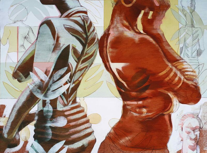 Standing By Olowé's Verandah Post - a Paint by Alvin Kofi