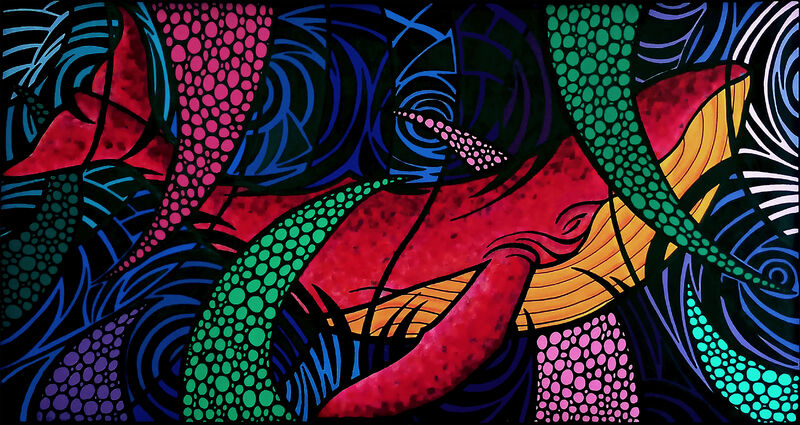 Red whale - a Paintings by Riccardo Brizzi