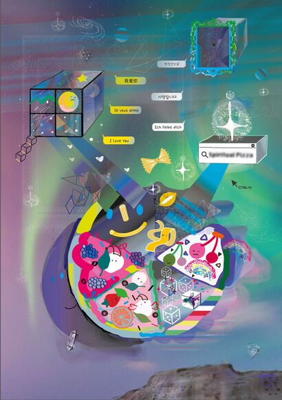 Spiritual Pizza – Unity  - a Digital Graphics and Cartoon Artowrk by Suhee Lee
