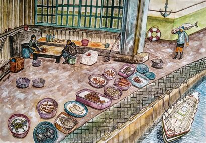Life of Fish Market - A Paint Artwork by Jo Lan Tao