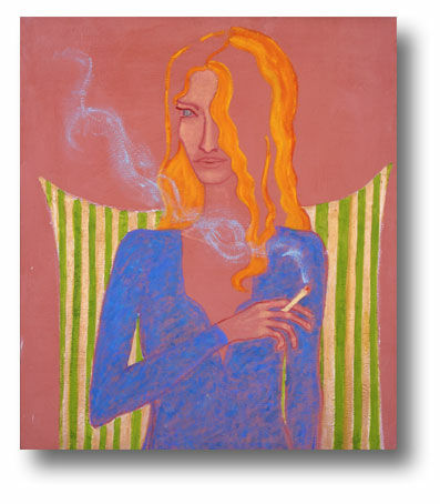Woman with a cigarette - A Paint Artwork by Makowska Dominika