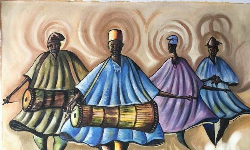 Traditional drummers - a Paint by Oluwasegun Eludini