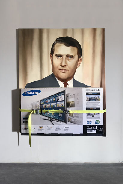 Wernher Von Braun with Samsung Smart Tv - a Paint Artowrk by Daniele Breccia