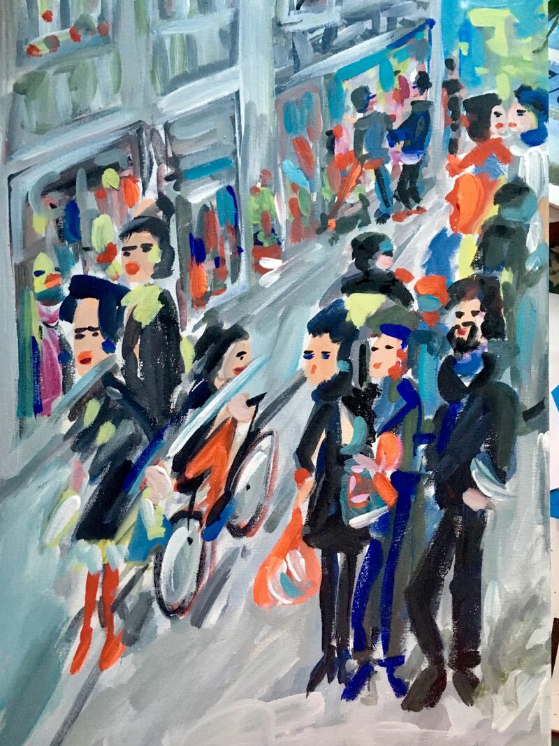 passeggiata in città - a Paint by Marie helene Bonasso