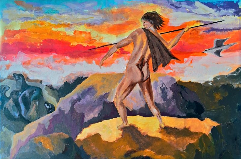 EL ÚLTIMO CAZADOR ALACALUFE - a Paintings by MERCI