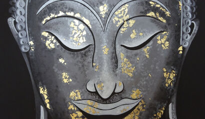  Grey Bouddha - a Paint Artowrk by Jusrendot Shanti Art
