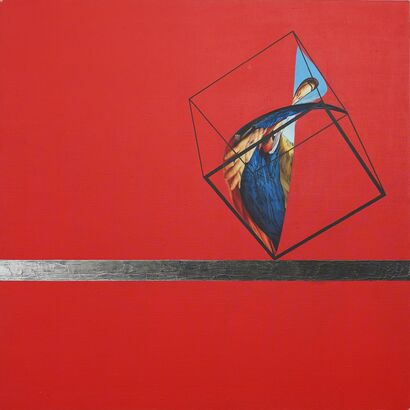 Love you Mona. In red - a Paintings Artwork by Solomiia Pokhodzhai