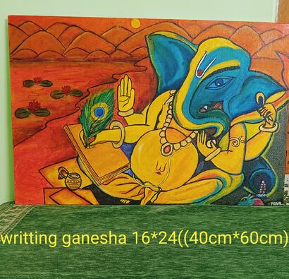 Writting ganesha - A Paint Artwork by Monal Rathore