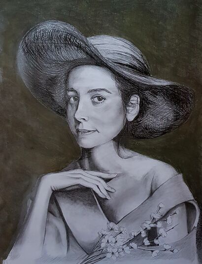 La ragazza con il cappello di paglia. ( the girl in the straw hat ) - a Paint Artowrk by Riccardo Leri