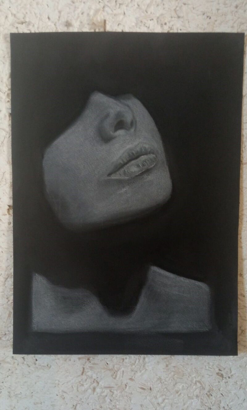 Visage noir et blanc 1 - a Paintings by Monique Cambrai