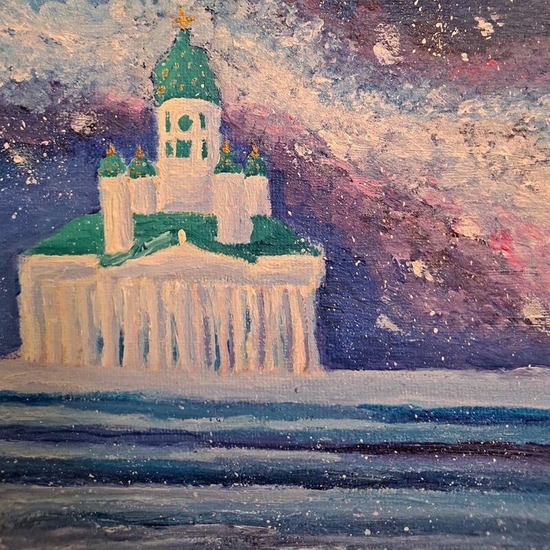 Helsinki Cathedral and winter twilight - a Paint by Laura Ollila