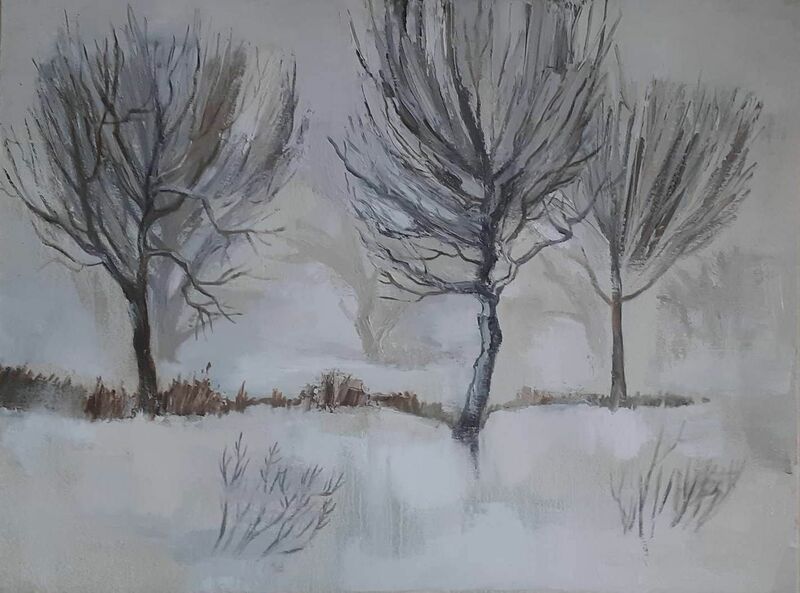 Trees in the Fog - a Paint by Leah