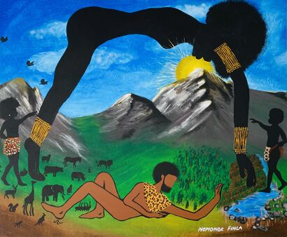 African Creation story - a Paint Artowrk by Nomonde Fihla-Ngema