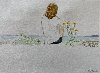Woman at the lake side - a Paint Artowrk by Renate Wilkes