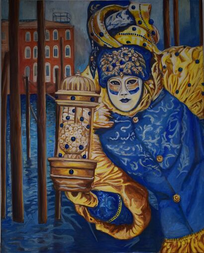Omaggio all`amata Venezia. La mascherina blu - a Paint Artowrk by Tatjana Meier
