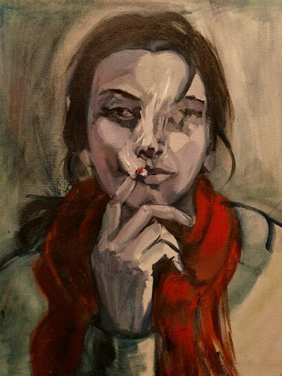 Female artist smoking  - a Paint Artowrk by Karibou 
