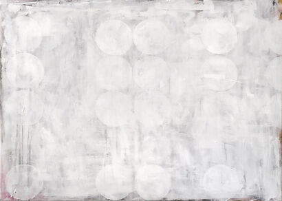 White Abstract with Circles - a Paint Artowrk by Miles Phillips