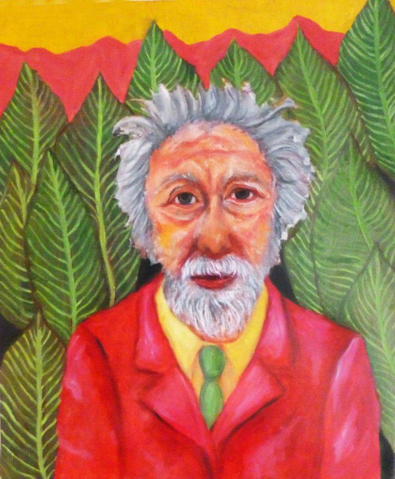 My wearing red scarf - a Paintings by Tenmi HANAGI