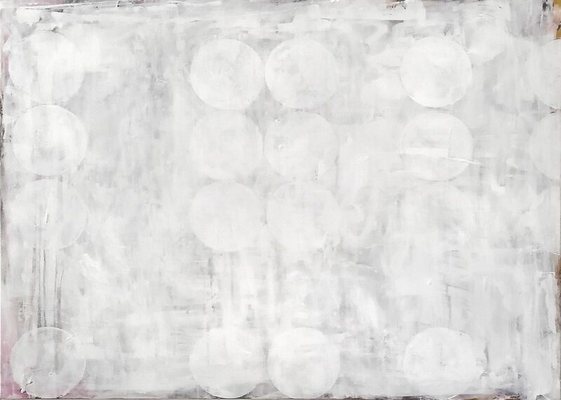 White Abstract with Circles - a Paint by Miles Phillips