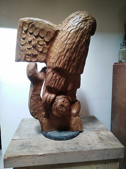 boy and eagle - A Sculpture & Installation Artwork by Sandro Leonardi
