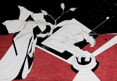 Sleep on a moonless night after love during quarantine - A Paint Artwork by Gera