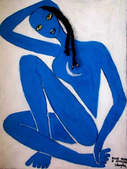 BLUE NUDE 5 - A Paint Artwork by ELENA BUFTEA