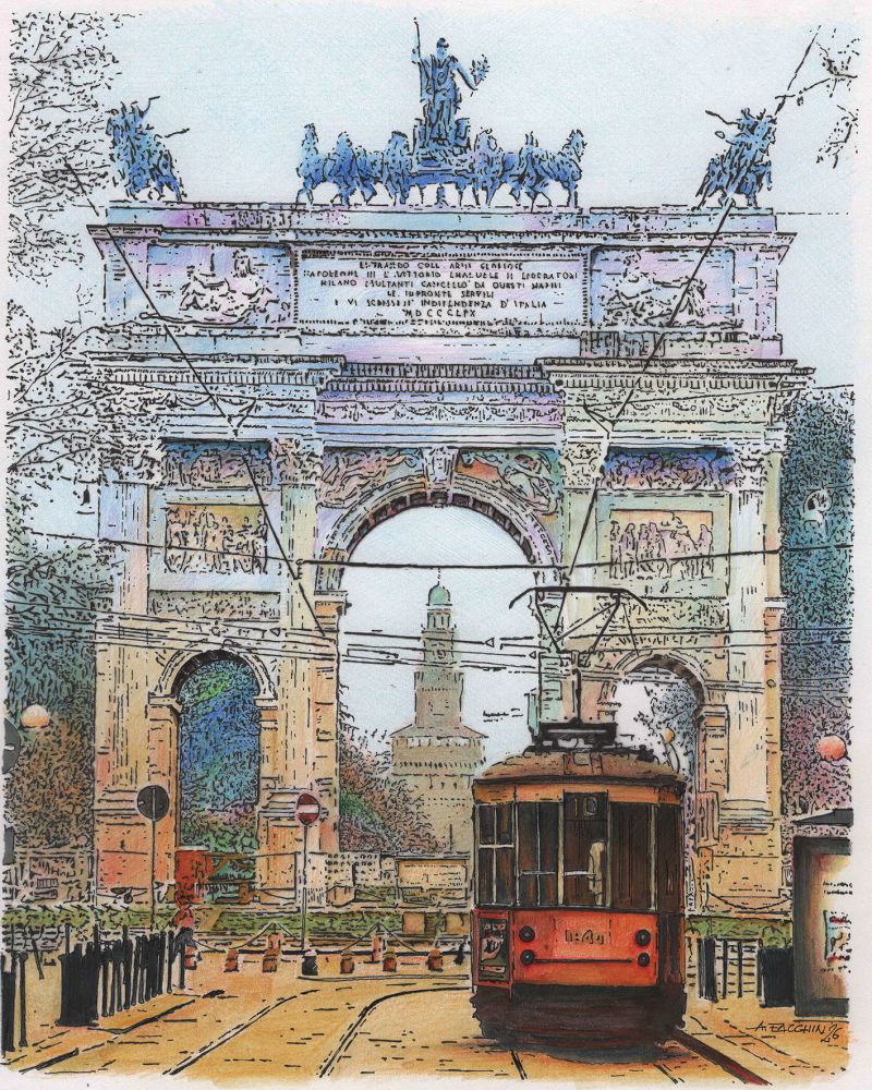 Milano_Tram 10 - a Paintings by ALESSANDRO FACCHIN