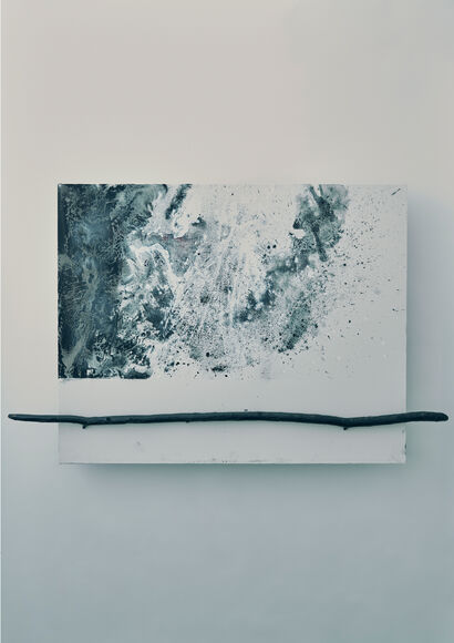 UNIT FOR Y-AXIS No.2（canvas with driftwood） - a Paint Artowrk by Seitaro Yamazaki