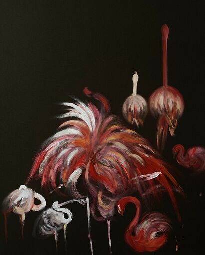 flamingos - A Paint Artwork by Juanni Wang