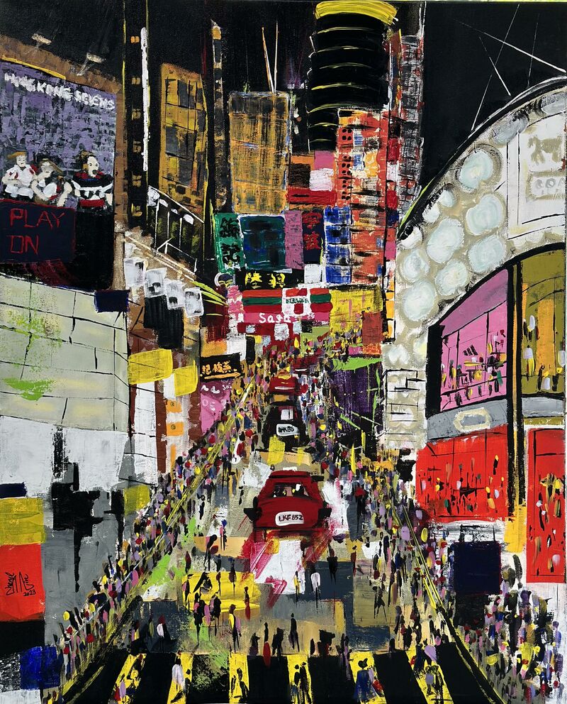 Night vibe in Lan Kwai Fong  - a Paintings by Sheryl Lin