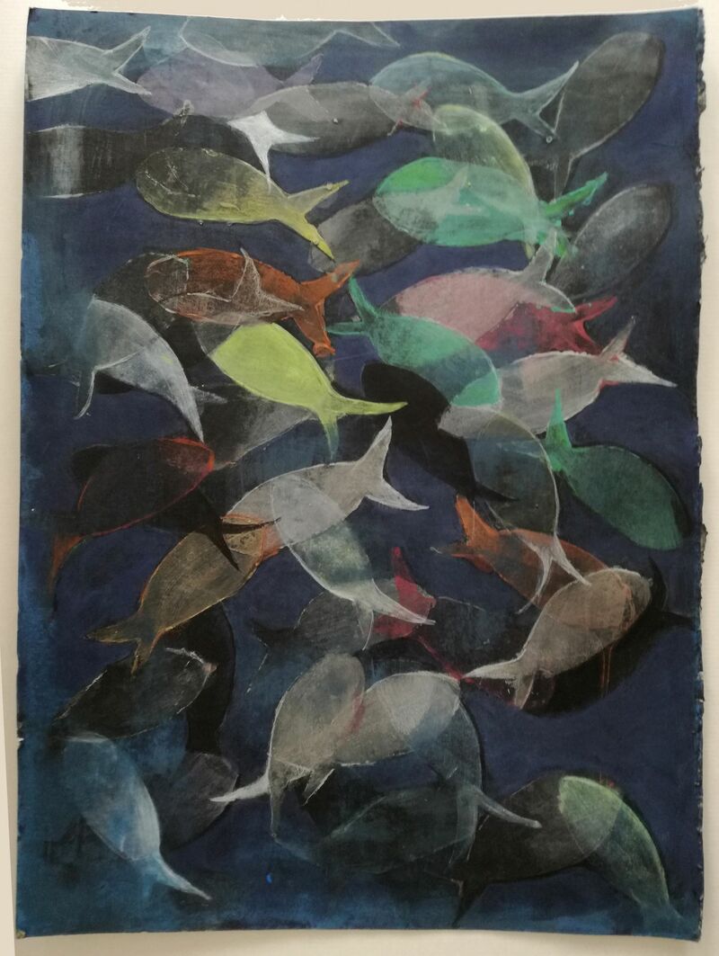 Pesci qua e là  (collezione pesci) - a Paint by Angela Maria Iuliano