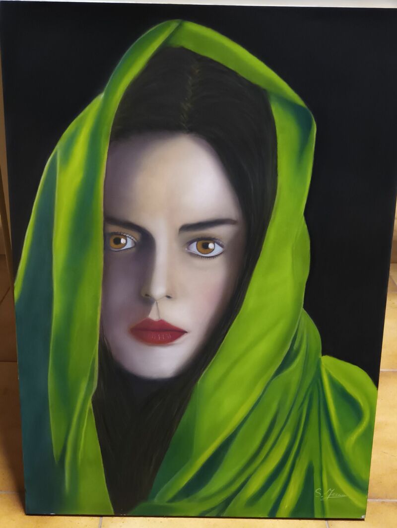 Ragazza con manto verde - a Paint by Stefano Manca