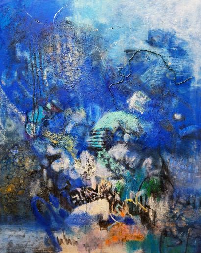 Slightly cool, yet encountering blue 2 - a Paintings Artwork by Li-Chuan CHEN