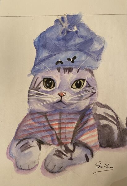 Cats in a hat - A Paint Artwork by shu han  qin