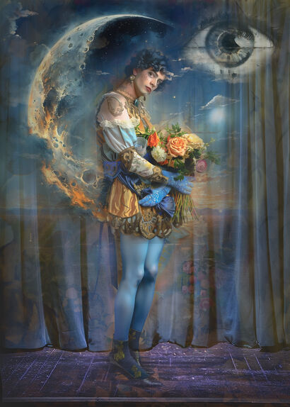 Timeless Connection, a boy  with a bouquet of flowers. - a Digital Art Artowrk by SmileSWE