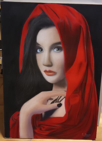 Ragazza con manto rosso - a Paint Artowrk by Stefano Manca