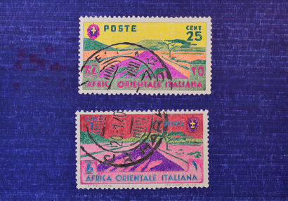 postage stamp afric orientale italian - a Paint Artowrk by baretti  massimo