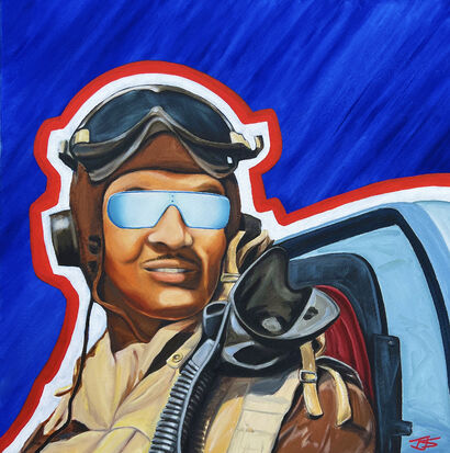 Tuskegee Airman - Spurgeon N. Ellington, Distinguished Flying Cross recipient. - A Paint Artwork by TJS