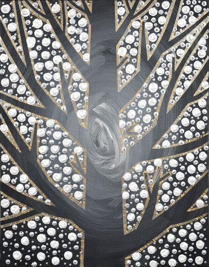 Iron Tree, Silver Blossoms - a Paint Artowrk by HsunArt
