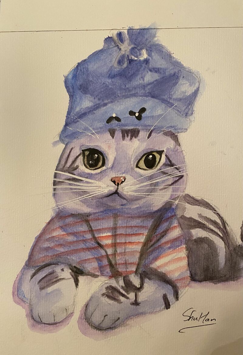 Cats in a hat - a Paint by shu han  qin