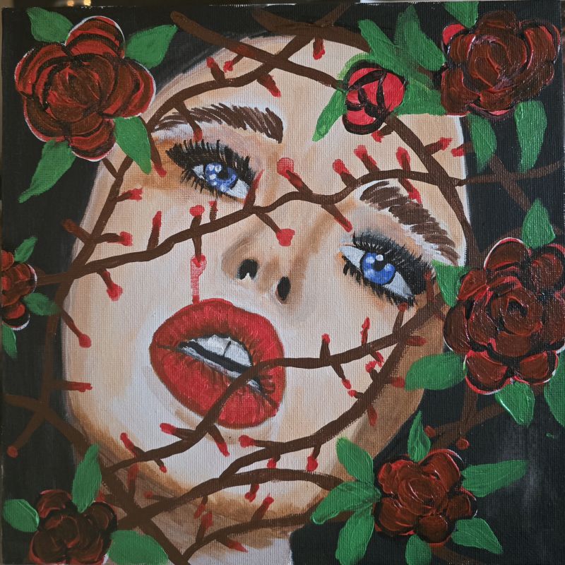 Woman trapped in roses - a Paintings by Virago