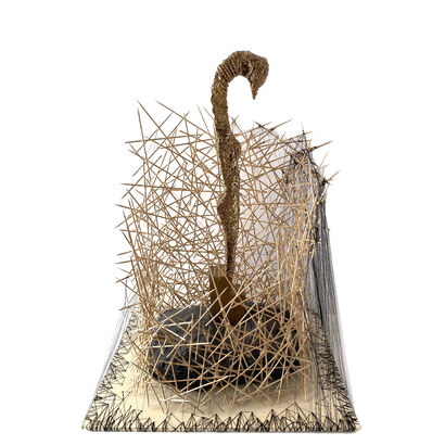 Golden swan in nest - a Sculpture & Installation Artowrk by Gerhard Petzl