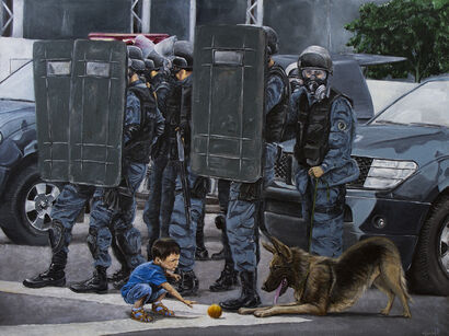 O menino e o cão /  The kid and the dog - A Paint Artwork by Gunga Guerra