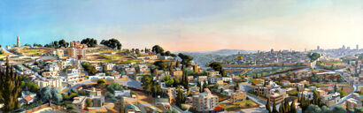 Jerusalem panorama first variation   - A Paint Artwork by Shulamit Near