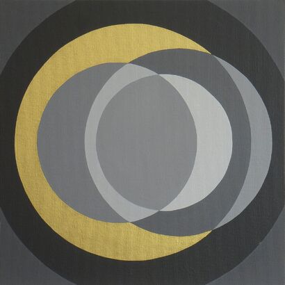 Rotations of Circles in gold balck and gray - A Paint Artwork by Laura Rota