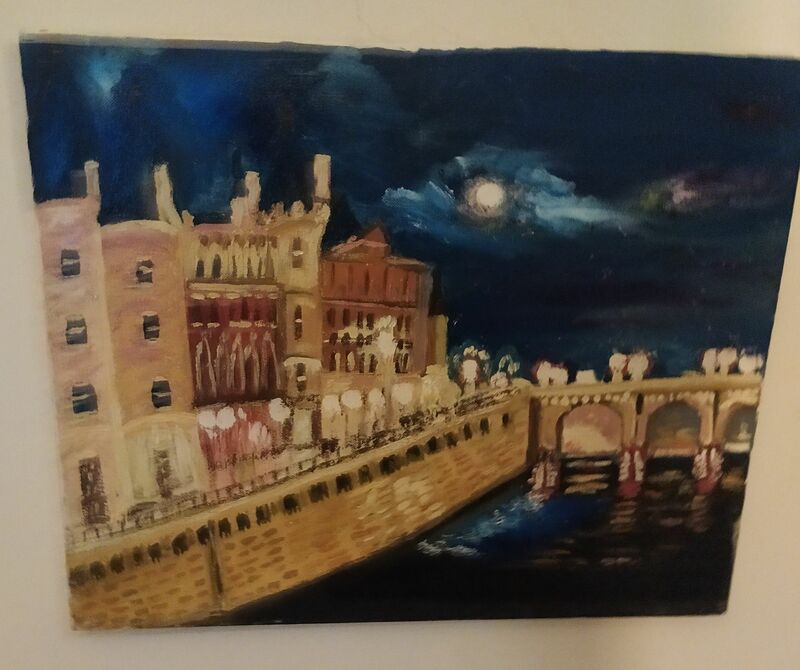 La Senna a Parigi di notte - a Paintings by pasquale timone