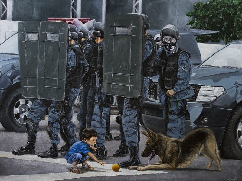 O menino e o cão /  The kid and the dog - a Paint by Gunga Guerra