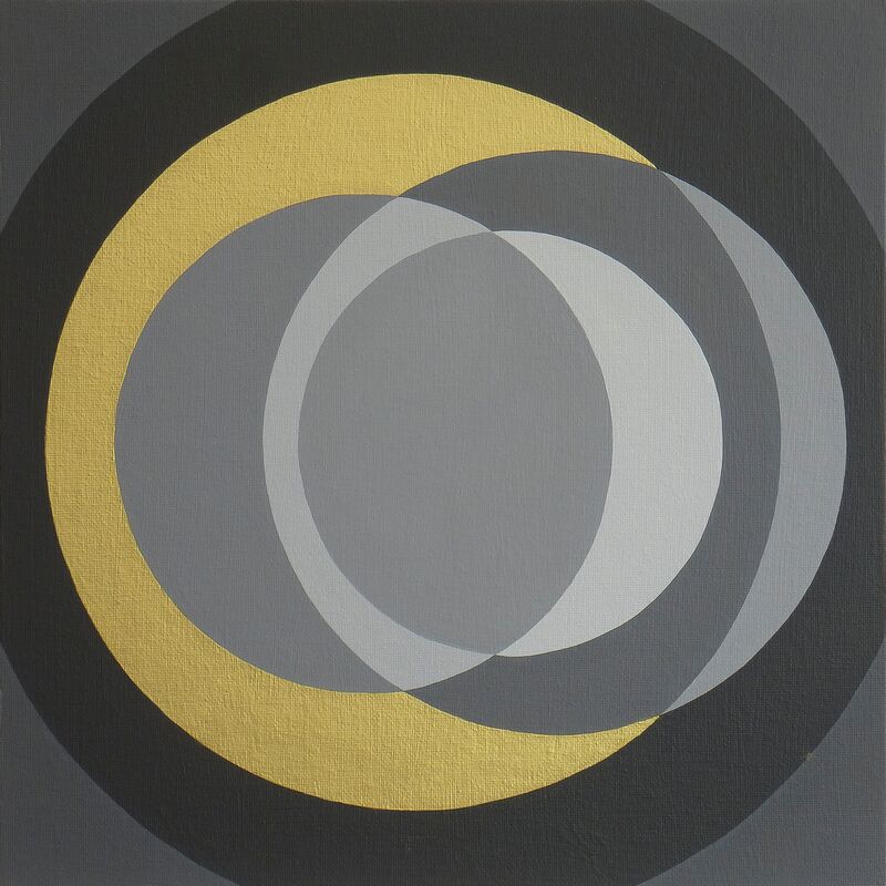 Rotations of Circles in gold balck and gray - a Paint by Laura Rota