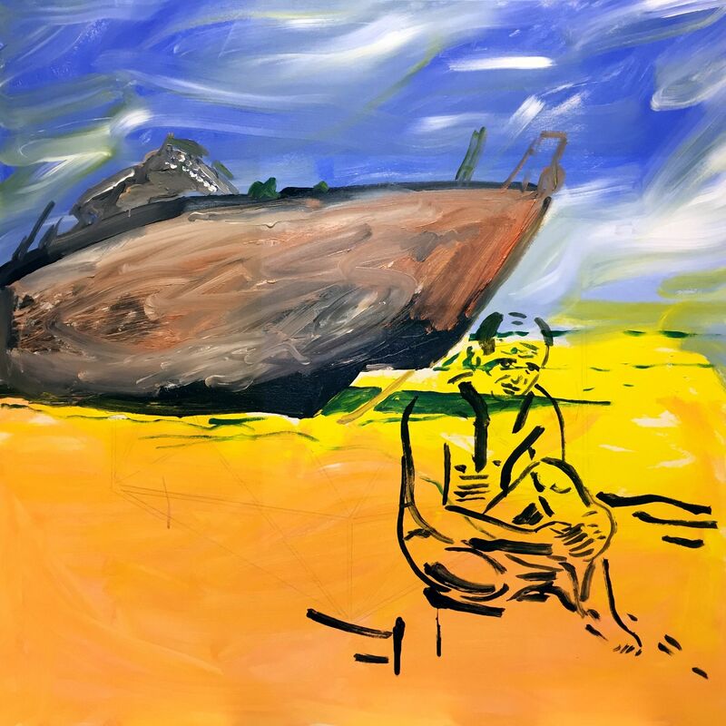 Shipwreck (A Letter by J.M.W. Turner to W.R. Fawkes upon Seeing the Ghost of Jackson Pollock on the Beach) - a Paint by Zoran Poposki